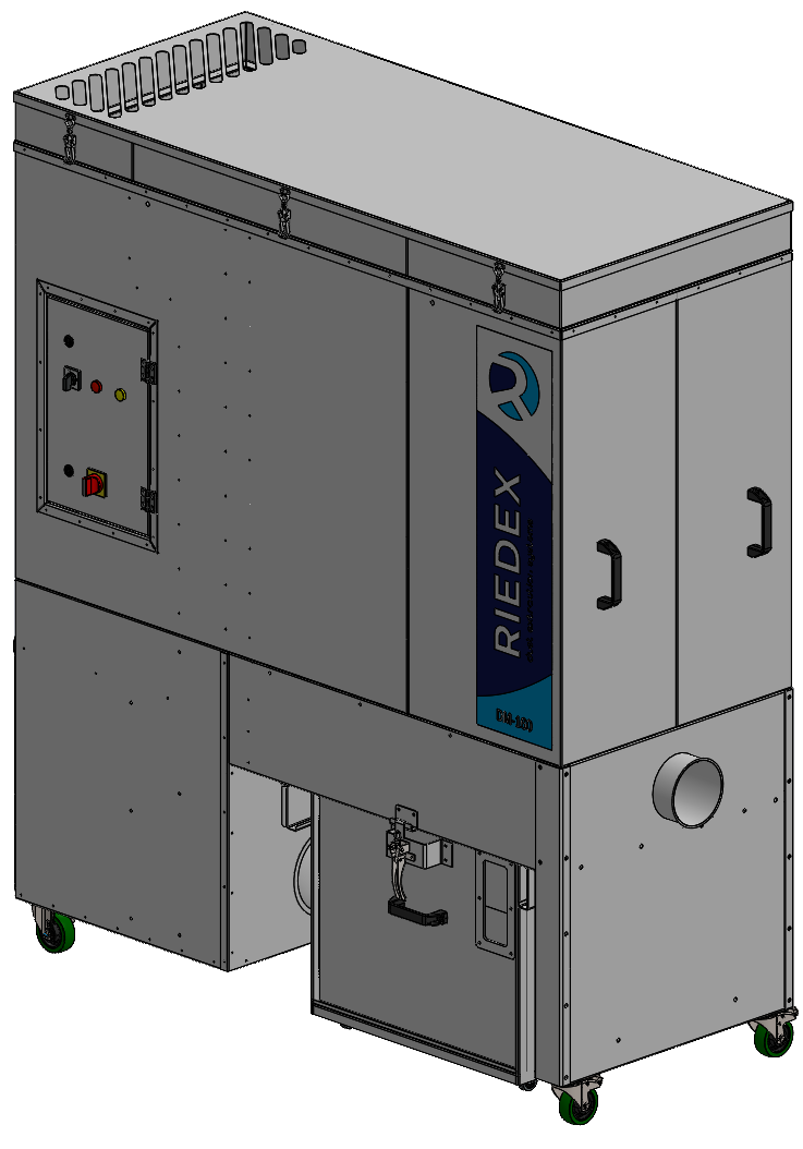 Riedex DM-160 afzuiginstallatie voor binnenopstelling 2000 m³/h bij Leza Belgium